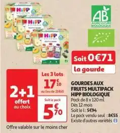 Auchan Hipp - gourdes aux fruits multipack biologique offre