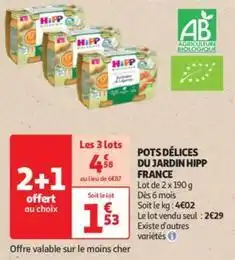 Auchan Hipp - pots délices du jardin france offre