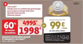 Auchan Bague or 750 millièmes rhodie et diamants 1,04 carat offre