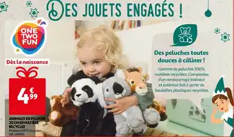 Auchan Animaux en peluche 20 cm en matière recyclee offre