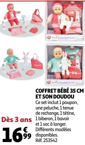 Auchan Coffret bébé 35 cm et son doudou offre