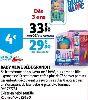 Baby alive bébé grandit