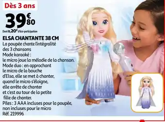Auchan Elsa chantante 38 cm offre