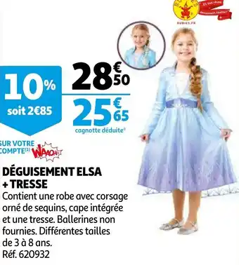 Auchan Déguisement elsa + tresse offre