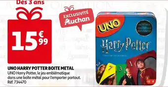 Auchan Uno Harry Potter Boite Metal offre