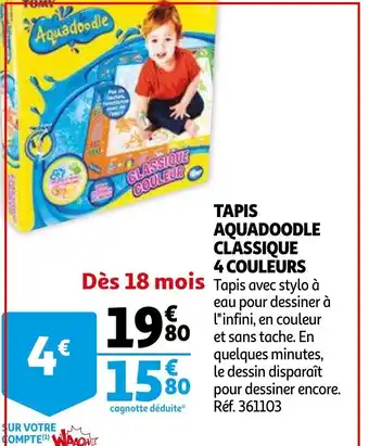 Auchan Tapis Aquadoodle Classique 4 Couleurs offre