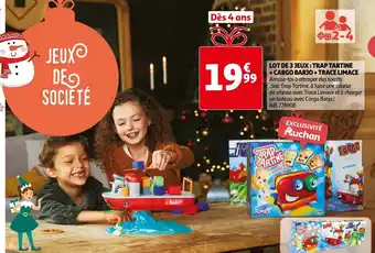 Auchan Lot de 3 Jeux : Trap Tartine + Cargo Barjo + Trace LImace offre