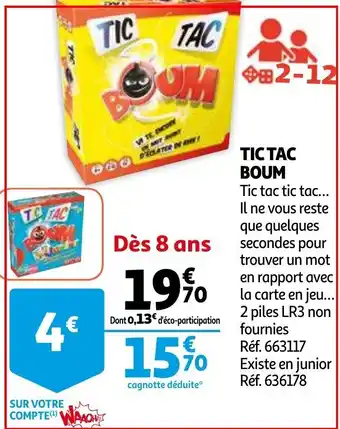 Auchan Tic Tac Boum offre