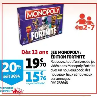 Auchan Jeu Monopoly : Édition Fortnite offre