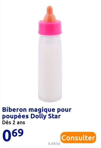 Action Biberon magique pour poupées dolly star offre