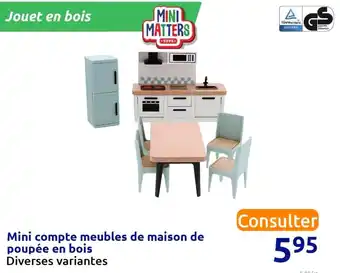 Mini matters mini compte meubles de maison de poupée en bois