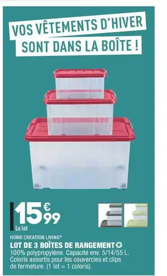 Lot De 3 Boîtes De Rangement Home Creation Living