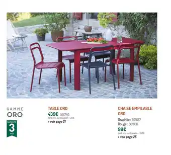 Botanic Table Oro, Chaise Empilable Oro offre