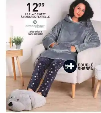 Stokomani Le Plaid Sweat à Manches Flanelle Atmosphera offre