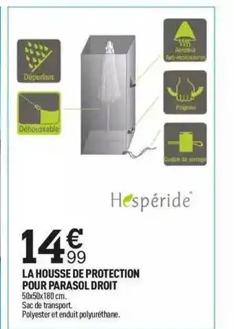 Centrakor La Housse De Protection Pour Parasol Droit offre