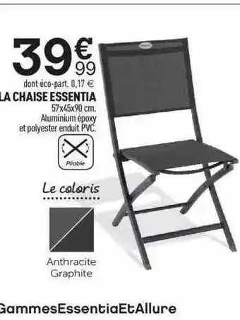 Centrakor La Chaise Essentia offre