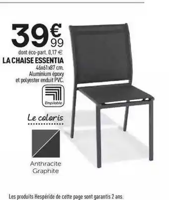 Centrakor La Chaise Essentia offre
