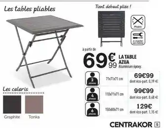 Centrakor La Table Azua offre