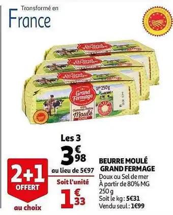 Auchan Beurre Moulé Grand Fermage offre