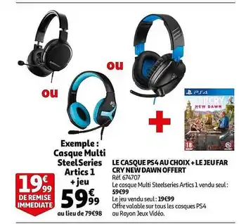 Le Casque Ps4 Au Choix + Le Jeu Far Cry New Dawn Offert