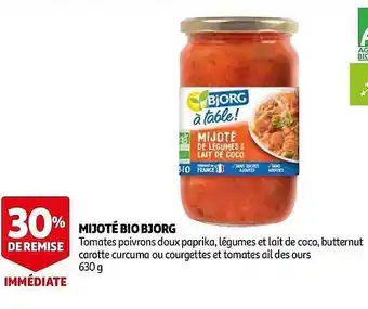 Auchan Mijoté Bio Bjorg offre