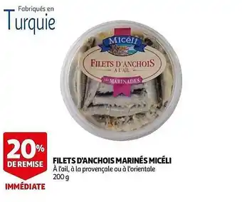 Auchan Filets D'anchois Marinés Micéli offre