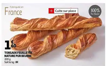 Auchan Torsade Feuilletée Nature Pur Beurre offre