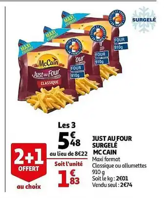 Auchan Just Au Four Surgelé Mc Cain offre