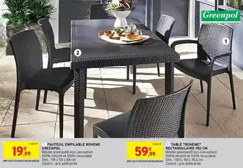 Intermarché Fauteuil Empilable Bohème Greenpol, Table offre