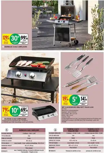 Intermarché Plancha à Gaz 2 Brûleurs, Set 3 Accessoires Bbq Soft Touch Luxe offre