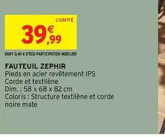 Intermarché Fauteuil Zephir offre