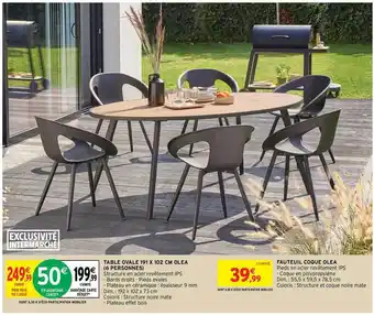 Intermarché Table Ovale 191 X 102 Cm Olea (6 Personnes), Fauteuil Coque Olea offre