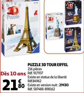 Auchan Puzzle 3D tour eiffel offre