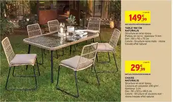Intermarché Table 150 Cm Naturalis, Chaise Naturalis offre