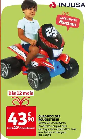 Auchan Quad bicolore rouge et bleu offre