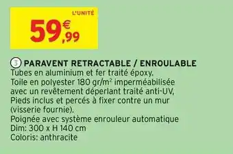 Intermarché Paravent Retractable - Enroulable offre