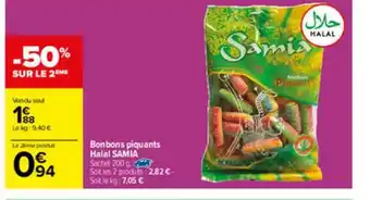 Carrefour Bonbons Piquants Halal Samia offre