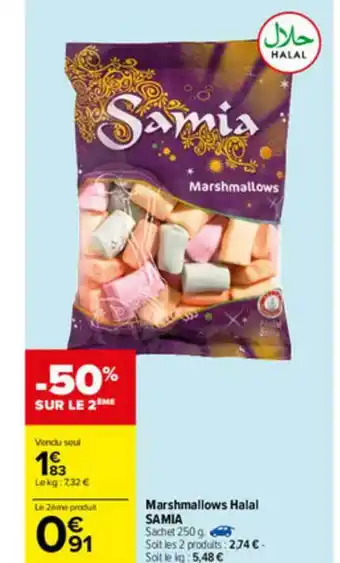 Carrefour Marshmallows Halal Samia offre