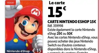 Auchan Carte nintendo eshop offre