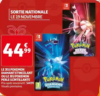 Auchan Le jeu pokemon diamant etincelant ou le jeu pokemon perle scintillante offre