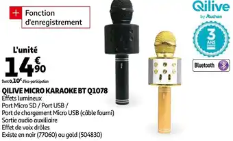 Auchan Qilive micro karaoke bt Q1078 offre