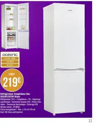 Réfrigérateur Congélateur Bas Oceafc262w Blanc Océanic