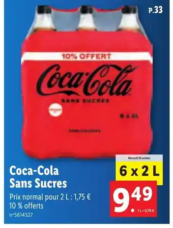 Lidl Coca-cola sans sucres offre
