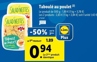 Lidl Taboulé au poulet offre