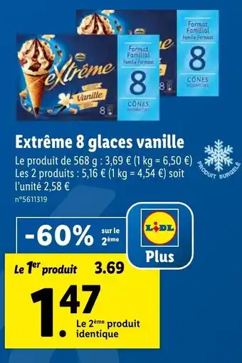 Lidl Extrême 8 glaces vanille offre