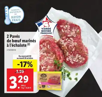Lidl 2 Pavés de bœuf marinés à l'échalote offre