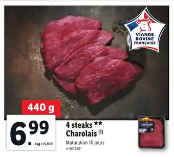 Lidl 4 Steaks charolais offre