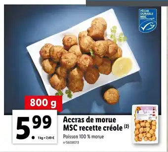 Lidl Accras de morue MSC recette créole offre
