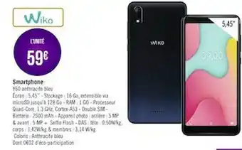 Géant Casino Smartphone Wiko Y60 offre