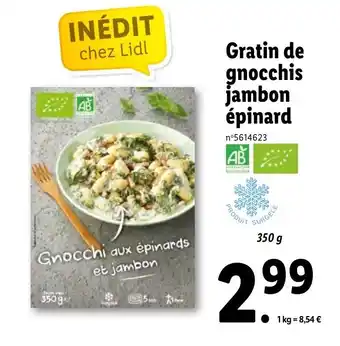 Gratin de gnocchis jambon épinard